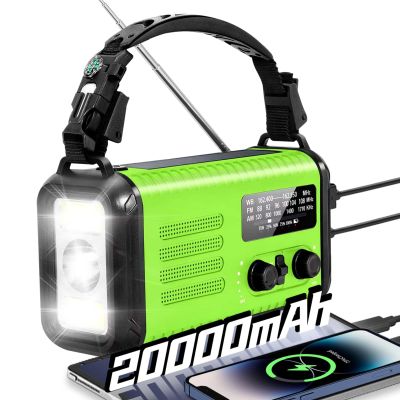 Emergency Crank Radio, 20000mAh Solar Hand Crank Weather Radio NOAA/AM/FM