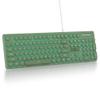 iRoboosta Quiet Keyboard Wired Membrane Keyboard Green, Full Size 104 Keys Typewriter Key Board with Number Pad, Blue LED Backlit, Round Keycaps, Cute Computer Keyboards (Dark Green) view 1