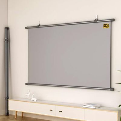 BERWDUXA 60/72in Home Theater Projector Screen Manual Pull Down Projection Screen 4K HD 4:3 16:9 Double Sided Movie Screen, Light-Resistant, Wall Mount(72inch-16:9)