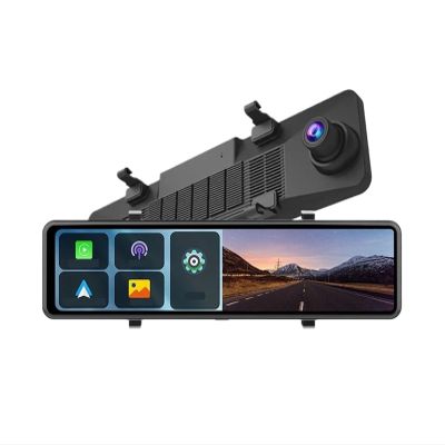 12" 4K Dash Cam CarPlay & Compatible for Android Auto Rearview Mirror Car DVR Night Vision(NO ADAS,128G TF Card)