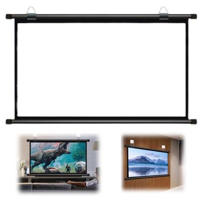 BERWDUXA 60" 50" 40" Projector Screen Manual Pull Down HD 4:3 16:9 Projection Screen Outdoor Indoor Movie Screen for Home Cinema/Meeting/Game(Black Rod,30in(16:9))
