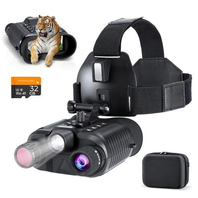 Miasazyr Head Mounted Night Vision Goggles, 1312FT Digital Night Vision Binoculars with Camera, 32GB SD Card for Save 4K Video and 36M Photos, 8X Digital Zoom, Flashlight for Camping