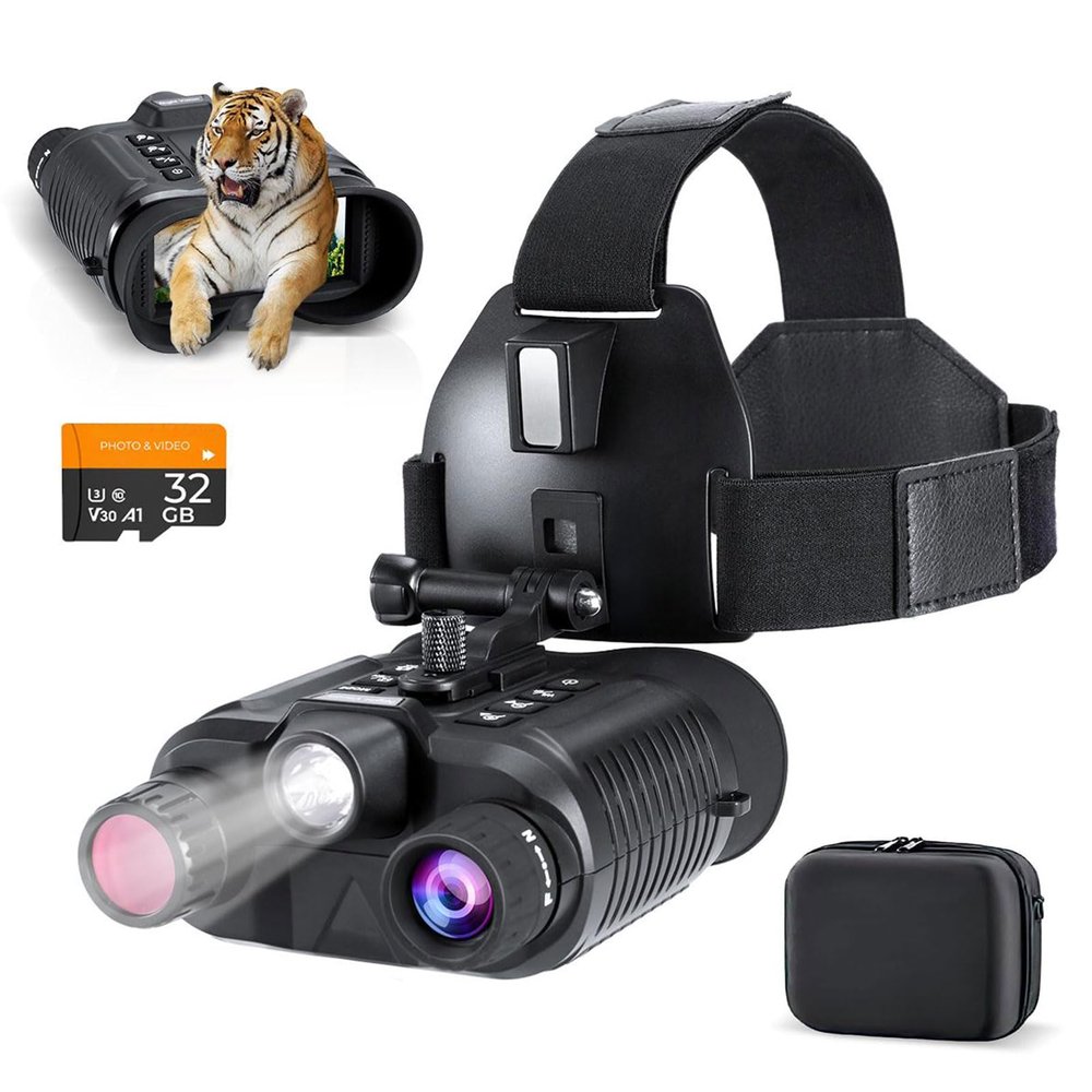 Miasazyr Head Mounted Night Vision Goggles, 1312FT Digital Night Vision Binoculars with Camera, 32GB SD Card for Save 4K Video and 36M Photos, 8X Digital Zoom, Flashlight for Camping