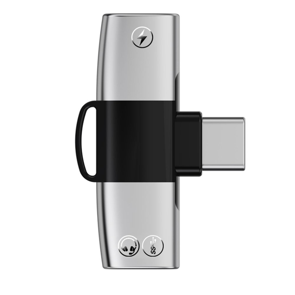 Aurgiarme Elbow 2 in 1 USB C Male to 2 USB C Female Adapter Headphone Plugs Converter Splitter Fast Charging Adapter