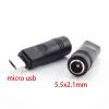 1/5pcs DC Female Power Jack 5.5 * 2.1mm to Type c Type A USB 2.0 Male Female Jack Connector Converter Adapter(to Mirco Male,5pcs) view 2