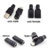 1/5pcs DC Female Power Jack 5.5 * 2.1mm to Type c Type A USB 2.0 Male Female Jack Connector Converter Adapter(to Mirco Male,5pcs) view 3