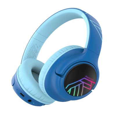 PowerLocus Kids Wireless Headphones, Bluetooth Kids Headphones LED Lights Over Ear with 74/85/94dB Volume Limited, 45H Playtime,Built-in Mic, Two Device Share Mode, HD Stereo for Travel/PC/Tablet