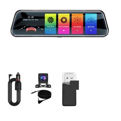 10 Inch Mirror Camera for Car Touch Screen Video Recorder Rearview Mirror Dash Cam Front and Rear Camera Mirror DVR Black Box(Two Lens 1080P-6M,128G1)