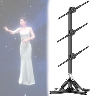 CUIYMXSC 3D Hologram Advertising Display Fan Projector, 3 PCS Splicing Units, Vertical Advertising Machine Rotating Hologram Projection Equipment