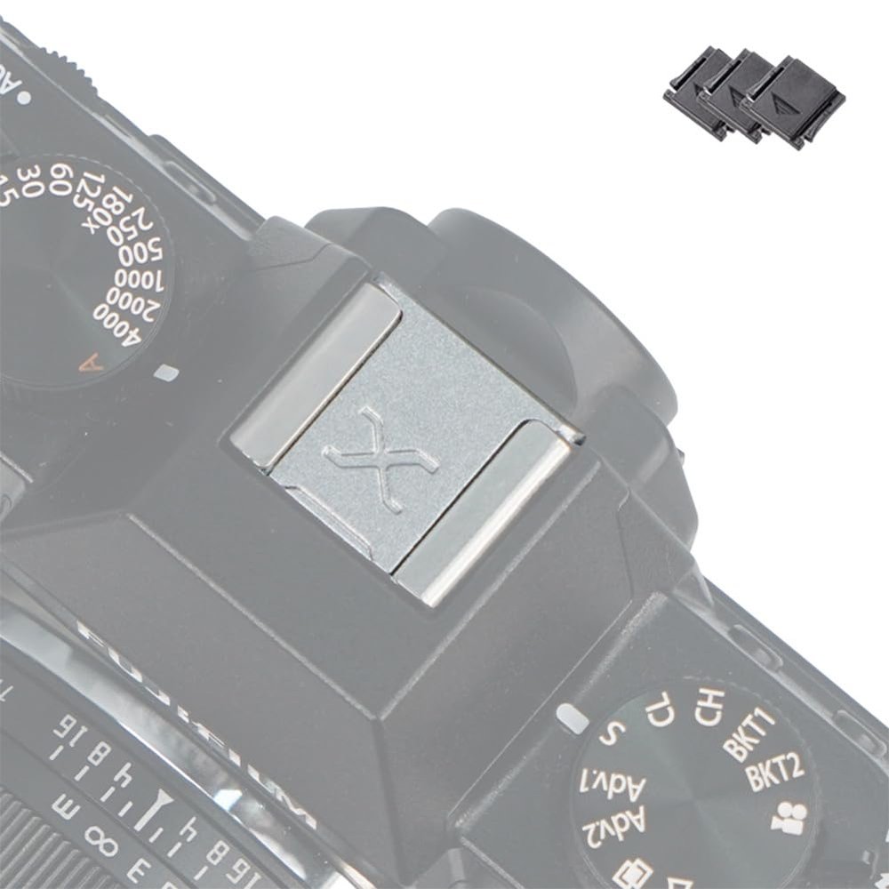 Niyi Focus 1pcs Camera Hot Shoe Cover, Aluminum Alloy, Silver with Silver, for Fuji X Fujifilm GFX Mount Camera