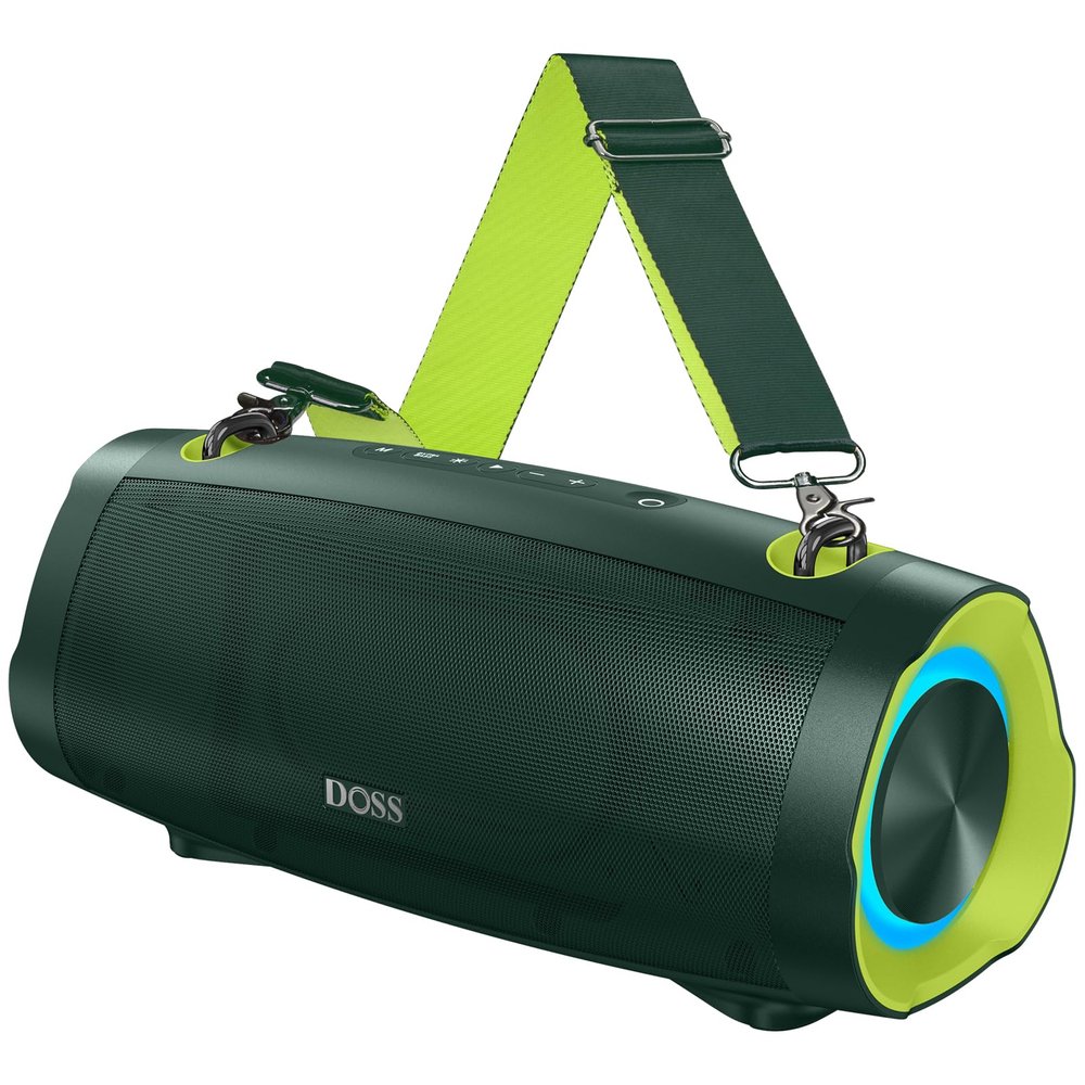 DOSS Extreme Boom Pro D100 Bluetooth Speaker with 140W Peak, 70W Bold Sound, Extra Bass, 24H Playtime, Beat-Sync Lights, Built-in Power Bank, IPX6 Waterproof, Portable Strap for Outdoor, Camping-Green