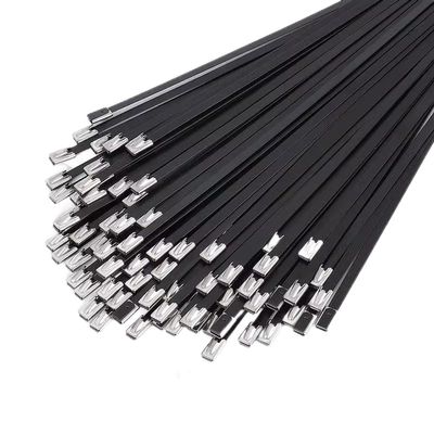 Metal Zip Ties, 304 Stainless Steel, Heavy Duty Self-locking Cable Ties, for Exhaust Wrap, Chain Link Parts, Wire Rolls, Poultry Fence Outdoor (100PCS 18 Inch black)