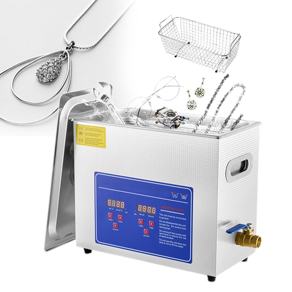 6 L Record Cleaner for Vinyl, Ultrasonic Glasses Cleaner Machine, 180 W Heater Stainless Steel Cleaning Machine, 0-30 Minutes Timer, for Record Store