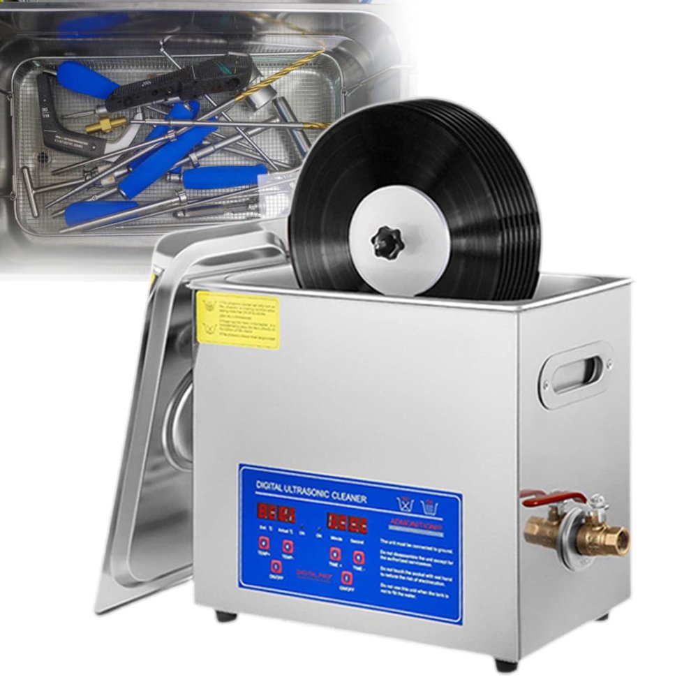 pealiritansemen 6 L Vinyl Record Ultrasonic Cleaner, 180 W Ultrasonic Cleaner Machine with 0-30 Minutes Timer& Automatic Rotation Function, with Washing Basket