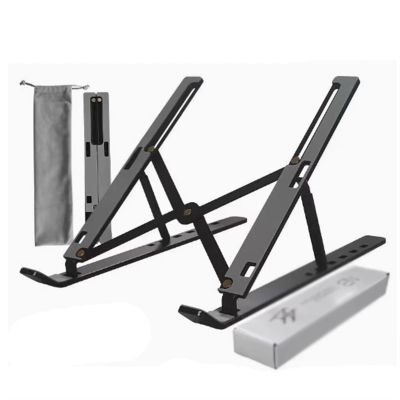 SPXTOM Desk Laptop Stand, Ventilated Cooling, 6 Speed Adjustment, Ergonomic Foldable Laptop Holder, Scratch and Abrasion Resistant, All Laptops Up to 17 in(Black)