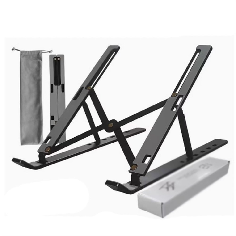 SPXTOM Desk Laptop Stand, Ventilated Cooling, 6 Speed Adjustment, Ergonomic Foldable Laptop Holder, Scratch and Abrasion Resistant, All Laptops Up to 17 in(Black)
