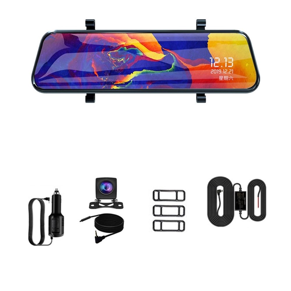 10'' 1080P Car Mirror Dash Cam DVR Rearview Camera Dual Lens Touch Screen Stream Media Night Vision Drive Video Recorder(1080P W-ifi -2-4-h,32G1)
