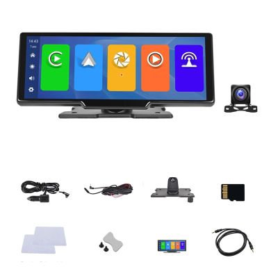 9.3" Car Mirror Video Player Carplay Compatible for Android Auto Dash Cam DVR Navigation Driving Recorder Dashboard(with TF Card CAM)