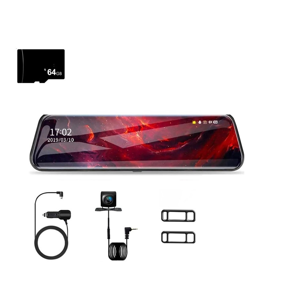 Car DVR 12 4K Carplay Compatible for Android-Auto Dash Cam Dual Len Video Drive Recorder Stream Mirror Dashcam Camera(X42-1080P-2CAM-64G)
