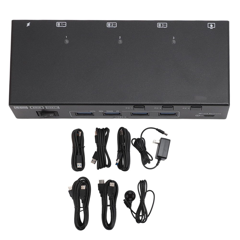 Brilluxa KVM Switch, HDMI Dual Monitor Switch for 3 Computers, 2 Monitors, 4K 60Hz Support, Multimedia Interface Selector, Keyboard and Mouse Control