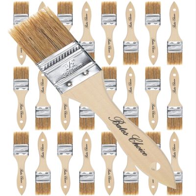 Bates- Chip Paint Brushes for Painting, 1.5 Inch, 24 Pack, Wood Handle, Natural Bristle Paint Brush