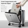 16 Inch Carry On Luggage with 2 Compartments for 14 & 15 Laptop, 16.14*8*17.12 Rolling Briefcase, Lightweight Hardshell ABS+PC Suitcase with Spinner Silent Wheels, for Business Trip, Dark Gray view 2