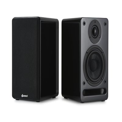 Dared SP02 Passive Bookshelf Speakers: 2-Way Design, Black Piano Finish - 1 Pair. Requires an External Amplifier for Operation (Amplifier Available Separately in Our Store)