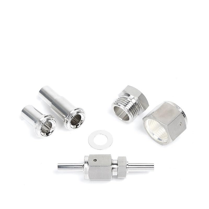 VCR Five Piece Set of VCR Nut 1/4VCR Welded Pipe Welding Joint 1/2VCR Gasket VCR Short Rod 316(0.5inch,Nut head)