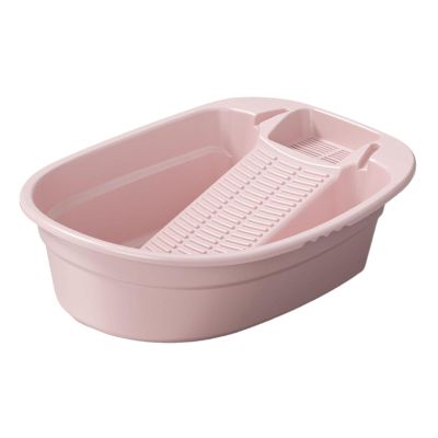 Washboard Basin,Cleaning Basin,Portable,Washtub Washboard Basin,Washtub with Integrated Washboard for Socks,Laundry,Hand Wash, Pink