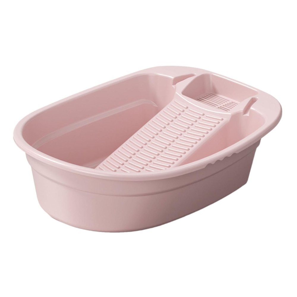 Washboard Basin,Cleaning Basin,Portable,Washtub Washboard Basin,Washtub with Integrated Washboard for Socks,Laundry,Hand Wash, Pink