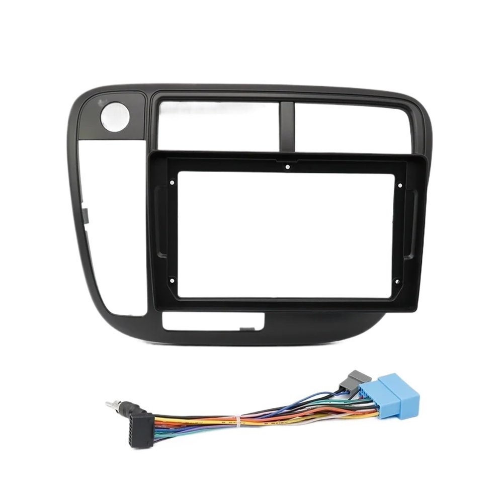 AYYDXRK Compatible with Honda Civic Manual AC 1996-1999 9 Inch MP3 Player Car Radio Installation Double Din DVD GPS Mp5 Plastic Fascia Panel Frame Install Mount Kit(Left an Cord)