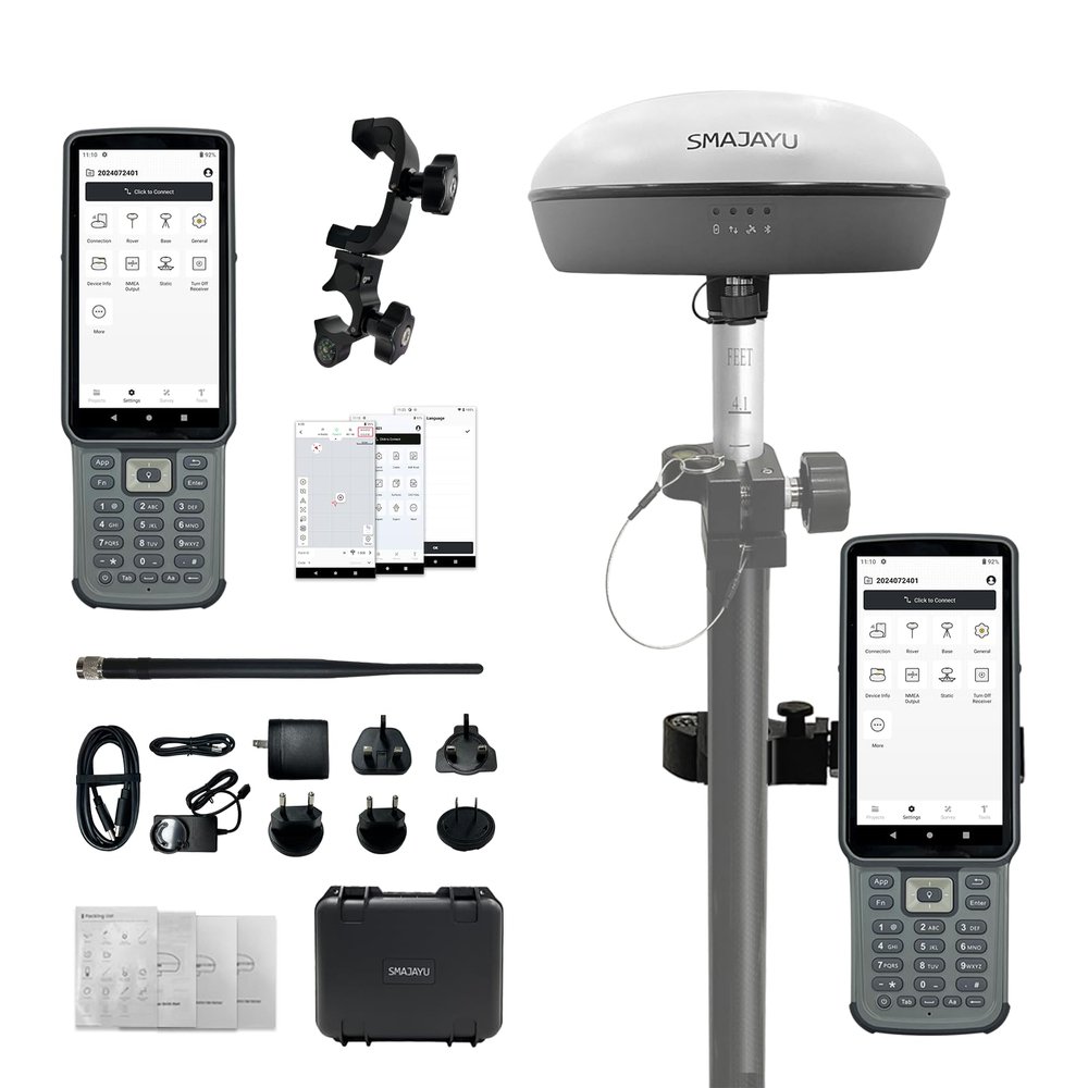 SMA20RTK Rover, PPK PPP IMU NOAA certificated GNSS Land Surveying Rover,Software,1408channes, Connect CORS for Correction,1 inch Accuracy PPK Calculation (Exclude Pole)
