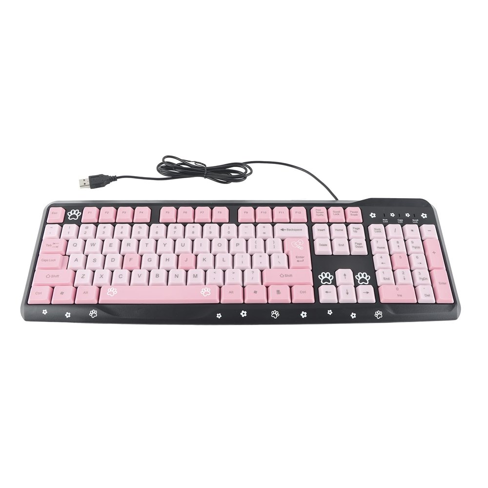 Mtlavishness K Keyboard USB Wired Cute Cartoon for Laptop Computer and (Black Powder)