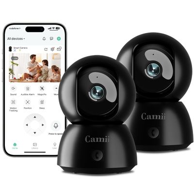 2K Security Camera Indoor, 2.4G & 5G WiFi Pet Camera for Home Security, Pet/Dog/Elder/Baby Camera with Phone App, Night Vision, Cloud/SD Card Storage, 2-Way Audio, Motion Detection, Black