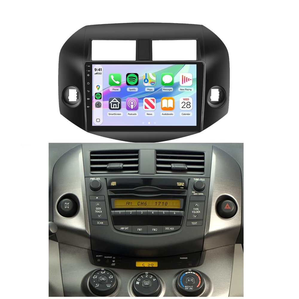 4G+64G Car Radio for Toyota RAV4 2007 2008 2009 2010 2011, Rimoody Android 15 Car Stereo Wireless Carplay Andorid auto GPS 5G WiFi 10.1 inch Touch Screen Mirror Link EQ Bluetooth 5.0 FM Backup Camera