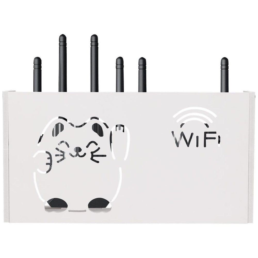 byepica WiFi Router Storage Box, Wall Mount Wireless Router Organizer, Household Power Cord Management Box, Plastic Router Holder, Home WiFi Box