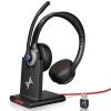 JIAMQISHI Wireless Headset with AI Noise Cancelling Microphone Bluetooth Headset - Bluetooth V5.2 Headphones with USB Dongle Charging Base & Mic Mute for Computer/Laptop/PC/Phone/Android/Cell Phones view 1