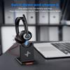 JIAMQISHI Wireless Headset with AI Noise Cancelling Microphone Bluetooth Headset - Bluetooth V5.2 Headphones with USB Dongle Charging Base & Mic Mute for Computer/Laptop/PC/Phone/Android/Cell Phones view 2