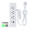 Drawer Outlet Kit, Recessed Furniture Power Strip, PD 20W Fast Charging Horizontal Outlet, Clutter-Free Drawer Socket with 2 USB(A & C) and 3 12 Amp AC Ports, 7.2 FT Power Cord, Spring Cable view 1