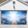 Gorpic 10x8ft Fabric Stairway into Clouds Backdrop Banner Path to Light and Sky Banner Background for Christian Events Party Decor Kids Adults Portrait Photo Studio Props view 3