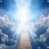Gorpic 10x8ft Fabric Stairway into Clouds Backdrop Banner Path to Light and Sky Banner Background for Christian Events Party Decor Kids Adults Portrait Photo Studio Props view 4