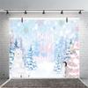 10x8ft Baby Shower Backdrop Baby Its Cold Outside Winter Pine Forest Bear Penguin Animal Background Kids Children Portraits Party Supplies Wall Decor Photography Photo Studio Props view 3