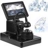 Diamond Girdle Viewer,4.3Inch LCD Digital Microscope,50-1000X Magnification,Accurate Identification,Biological Microscope Kit with LED Fill Light&Observation Pedestal for Jewelry view 1