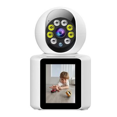 Indoor Surveillance Camera with Display Screen, Motion Detection,Two-Way Video Call, Surveillance Camera Escort, Home WiFi, High-Definition, Night Vision, Panoramic Intercom,with 32GB Storage Card