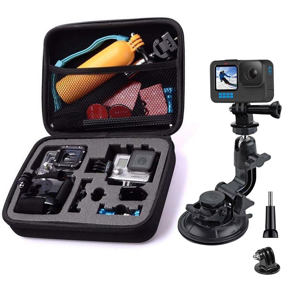 TEKCAM Action Camera Carrying Case, Suction Cup Mount Compatible with Gopro Hero 13 12 11 10 9 8 7/AKASO EK7000/Brave 4/Brave 7 LE