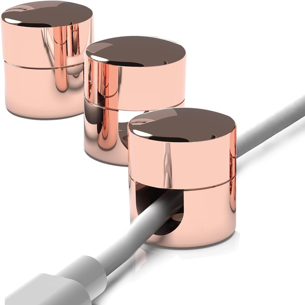 Cable Anchors for Desk Organization Gun Metal Wire Snap, Charger Cable Management Clips, Aluminum Cord Organizers, Power Cable Retainer (Pink)
