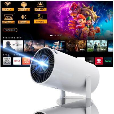 Projector,Mini Projector with Wifi and Bluetooth With Android 11,Smart Protable Proyector Porttil 4k, Auto Horizontal Correction, 180 rotation,Outdoor Projector for Phone/TV Stick/Laptop