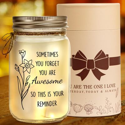 Kenon Mason Jar Gifts for Women, Birthday Gifts for Women, Home Decoration Lights, Personalized Jar Night Light Thank You Christmas Gift for Women Friendship Graduation Employee Coworkers