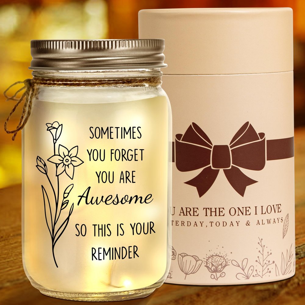 Kenon Mason Jar Gifts for Women, Birthday Gifts for Women, Home Decoration Lights, Personalized Jar Night Light Thank You Christmas Gift for Women Friendship Graduation Employee Coworkers