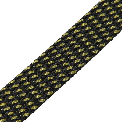 HDNSAUD Cable Sleeve Expandable Cable Sleeve 2mm ~ 40mm Tight Braided High Density Hardness Insulate Line Protect Wire Wrap Gland Sheath(Black Gold,25MM_1 Meters)